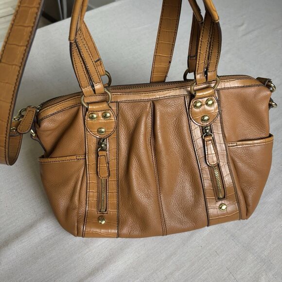 Etienne Aigner Jessie Satchel Bag Honey Lehny Leather Purse #80126 - Picture 10 of 10